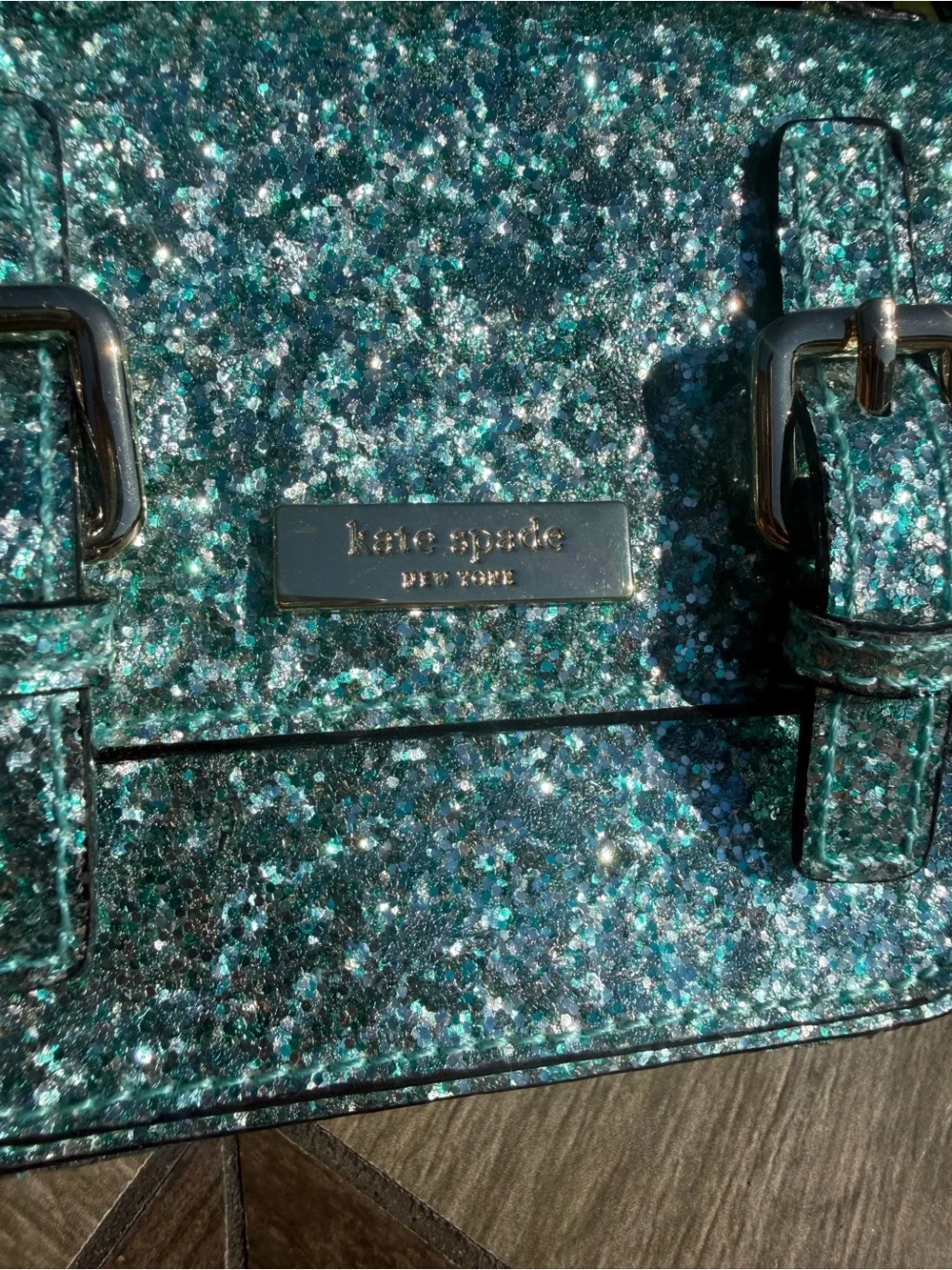 NWOT Kate Spade New York Glitter Turquoise Teal Scout Bag Crossbody